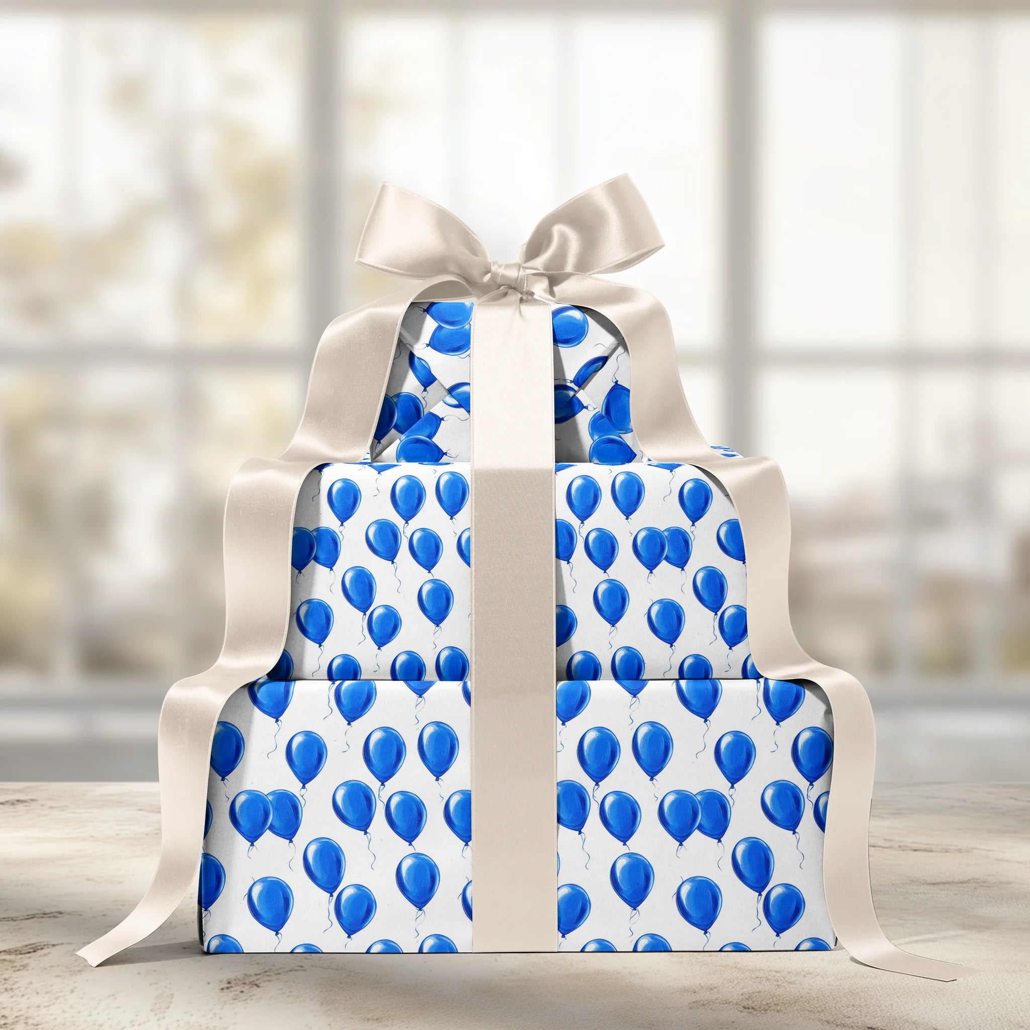 Party Blue Gift Wrapping Paper