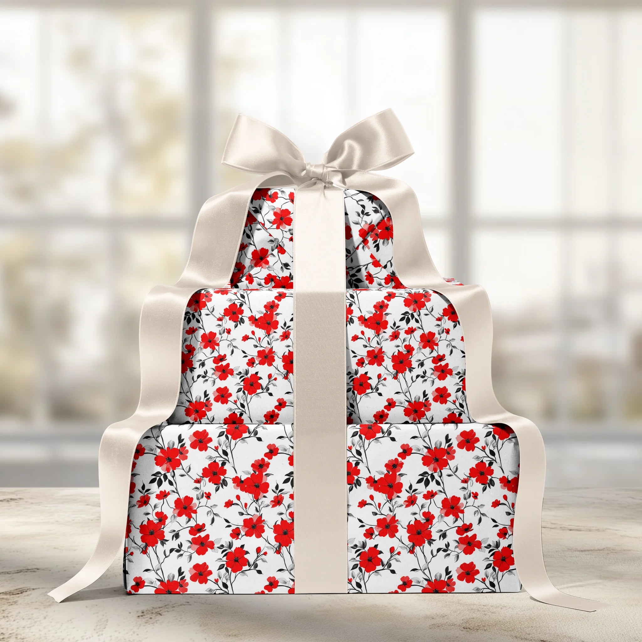 Red-y To Bloom Gift Wrapping Paper