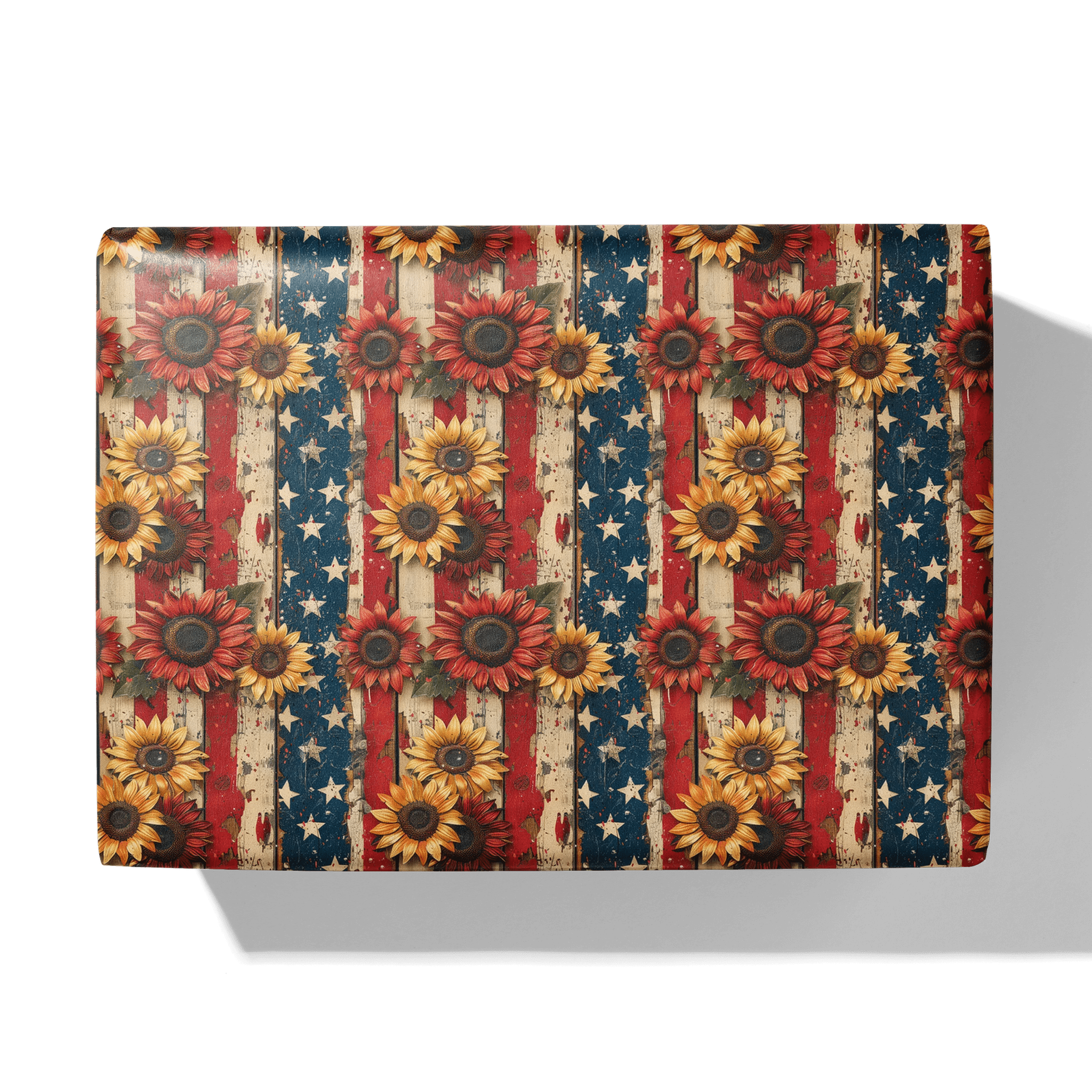 Farmhouse Flag Sunflowers Gift Wrapping Paper