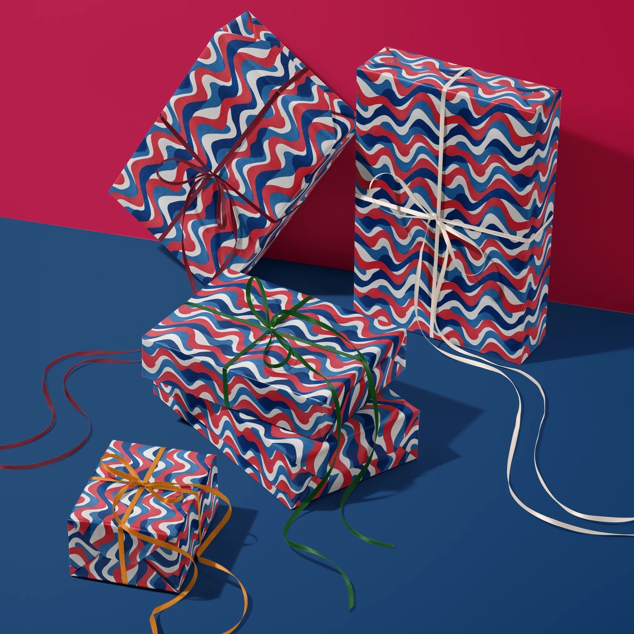Rhythmic Ribbon Flow Gift Wrapping Paper