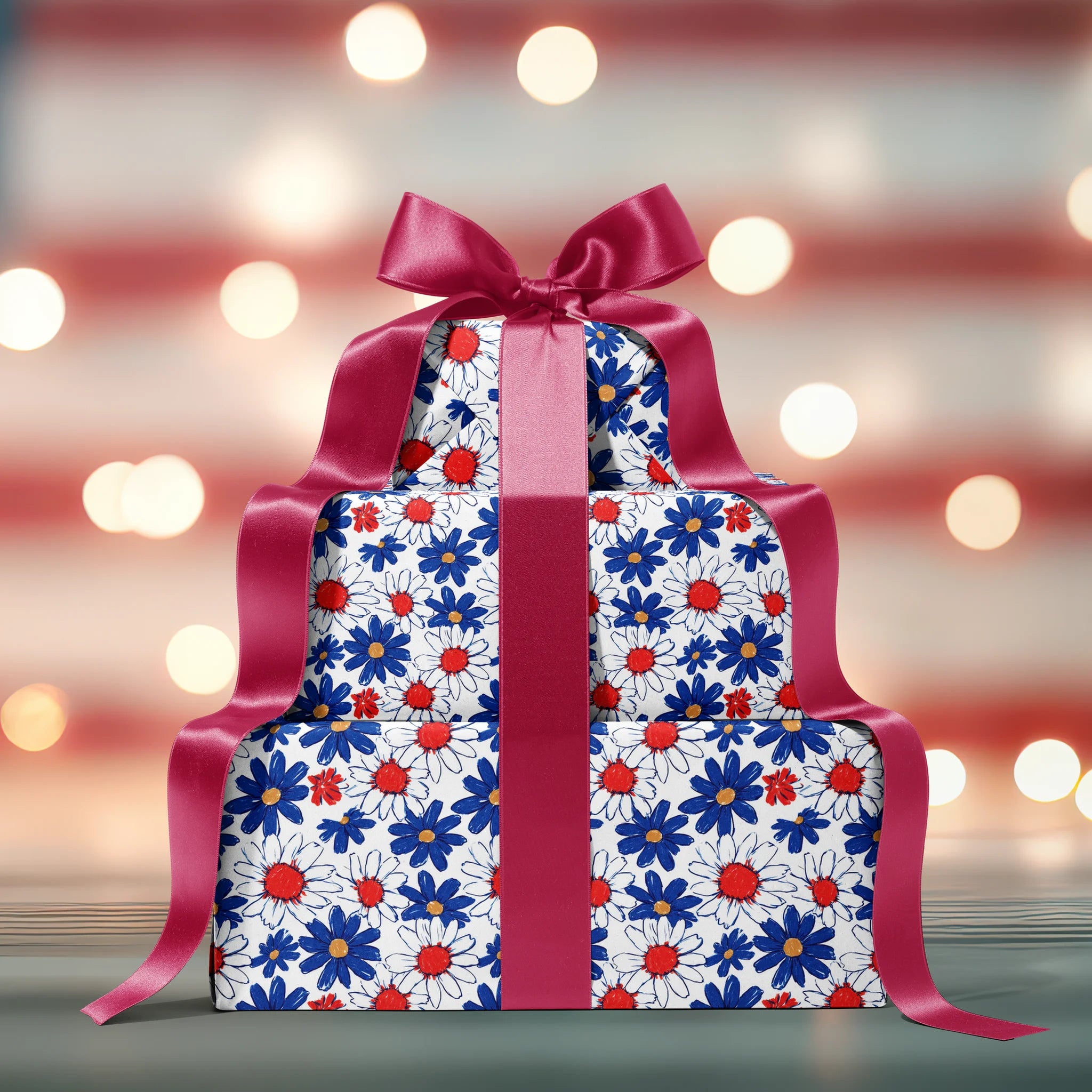 Sketched Festive Daisies Gift Wrapping Paper