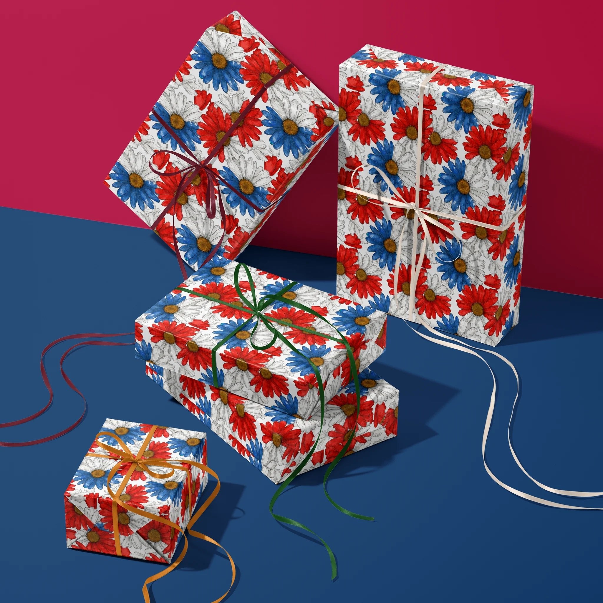 Dynamic Daisy Blooms Gift Wrapping Paper