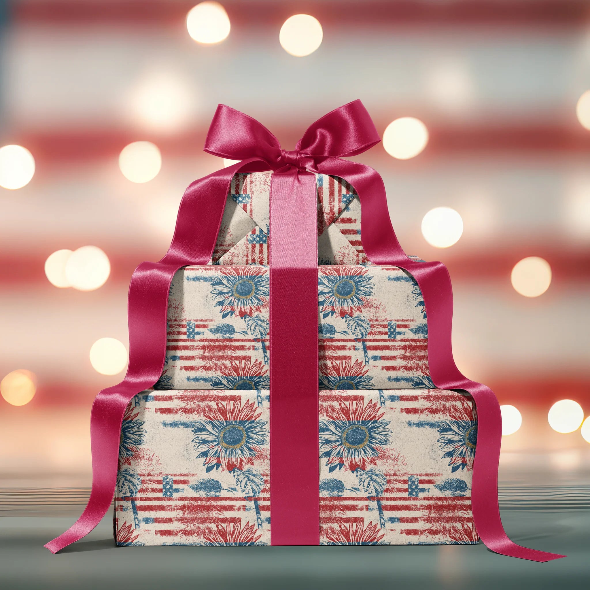Faded Freedom Flower Gift Wrapping Paper