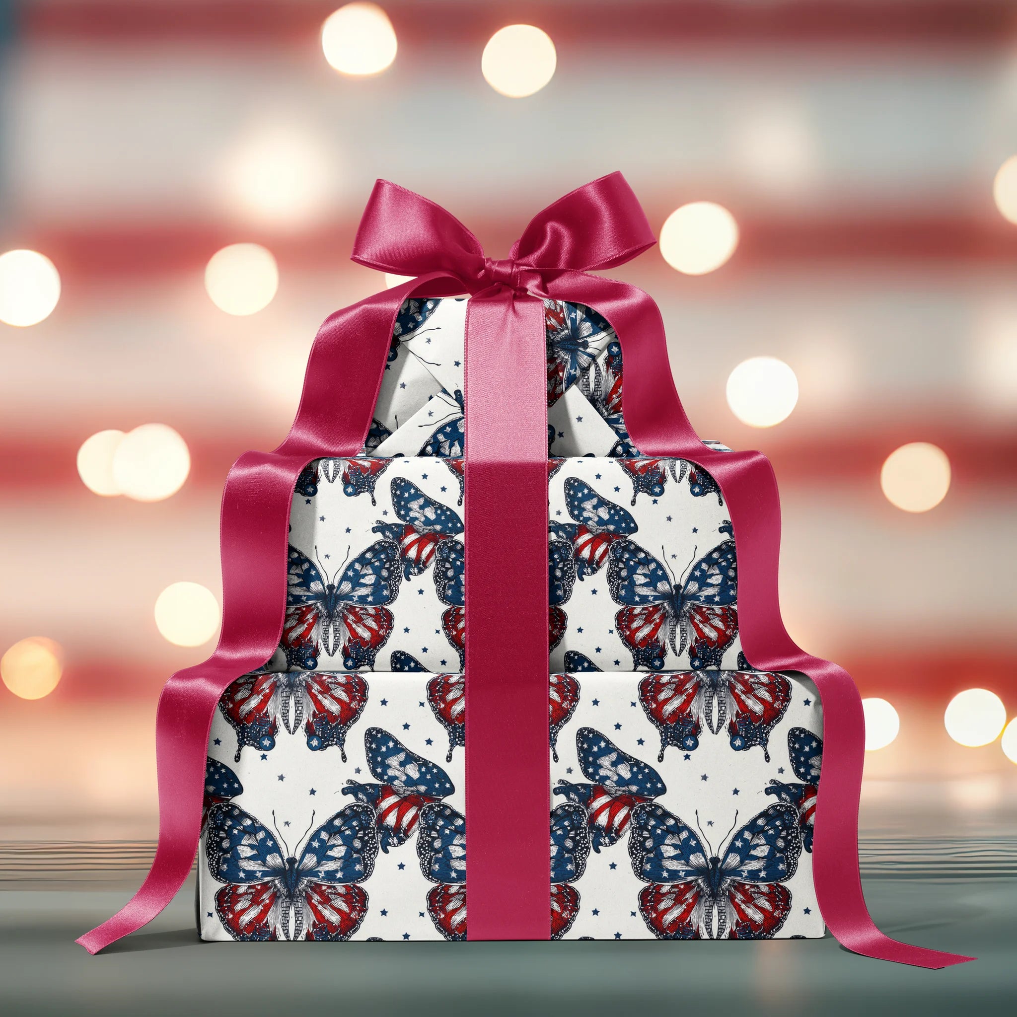 Patriotic Flight Butterflies Gift Wrapping Paper