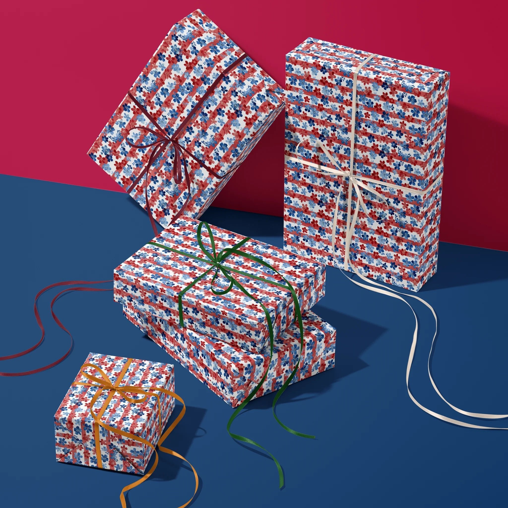 Festive Floral Field Gift Wrapping Paper
