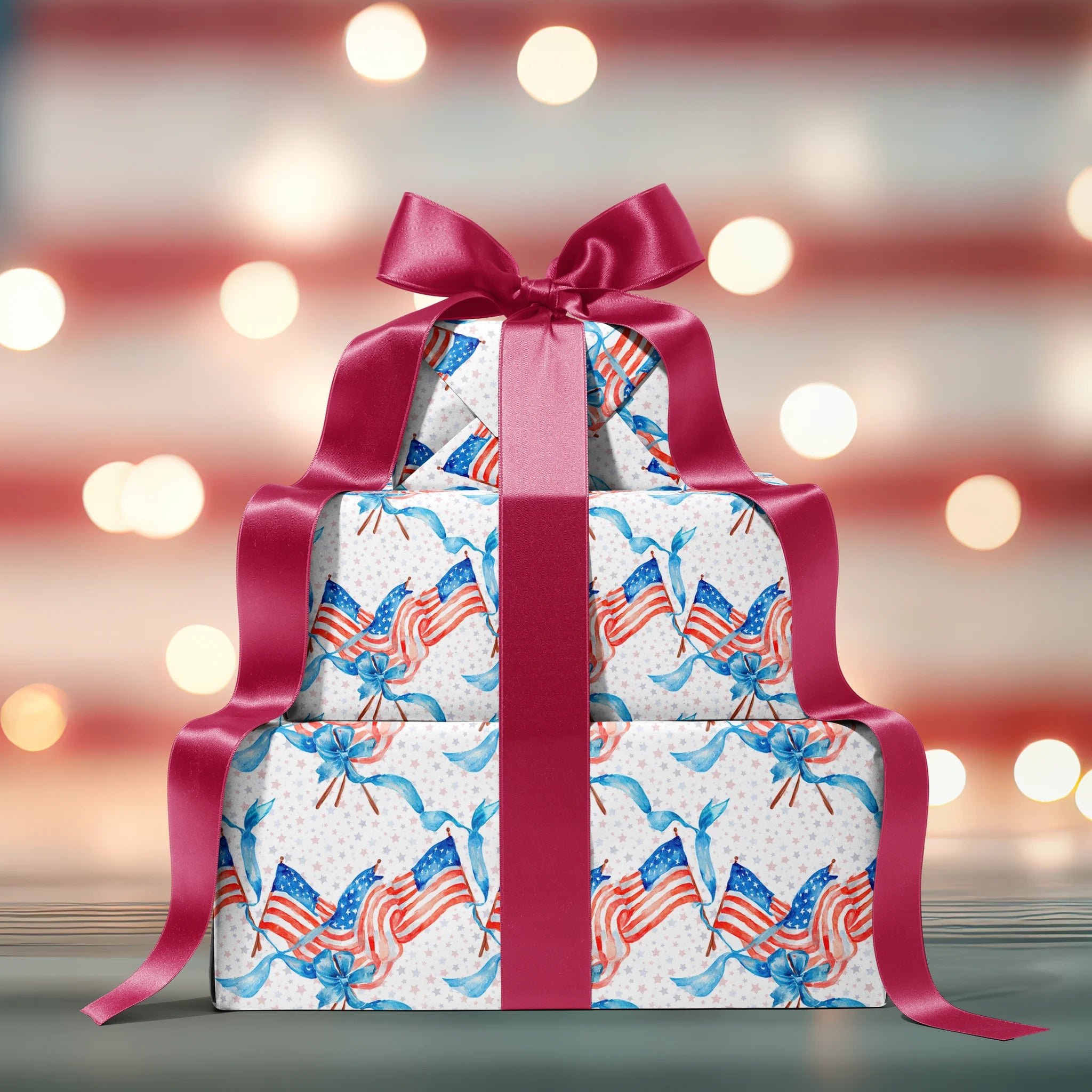 Flowing Flag Ribbons Gift Wrapping Paper