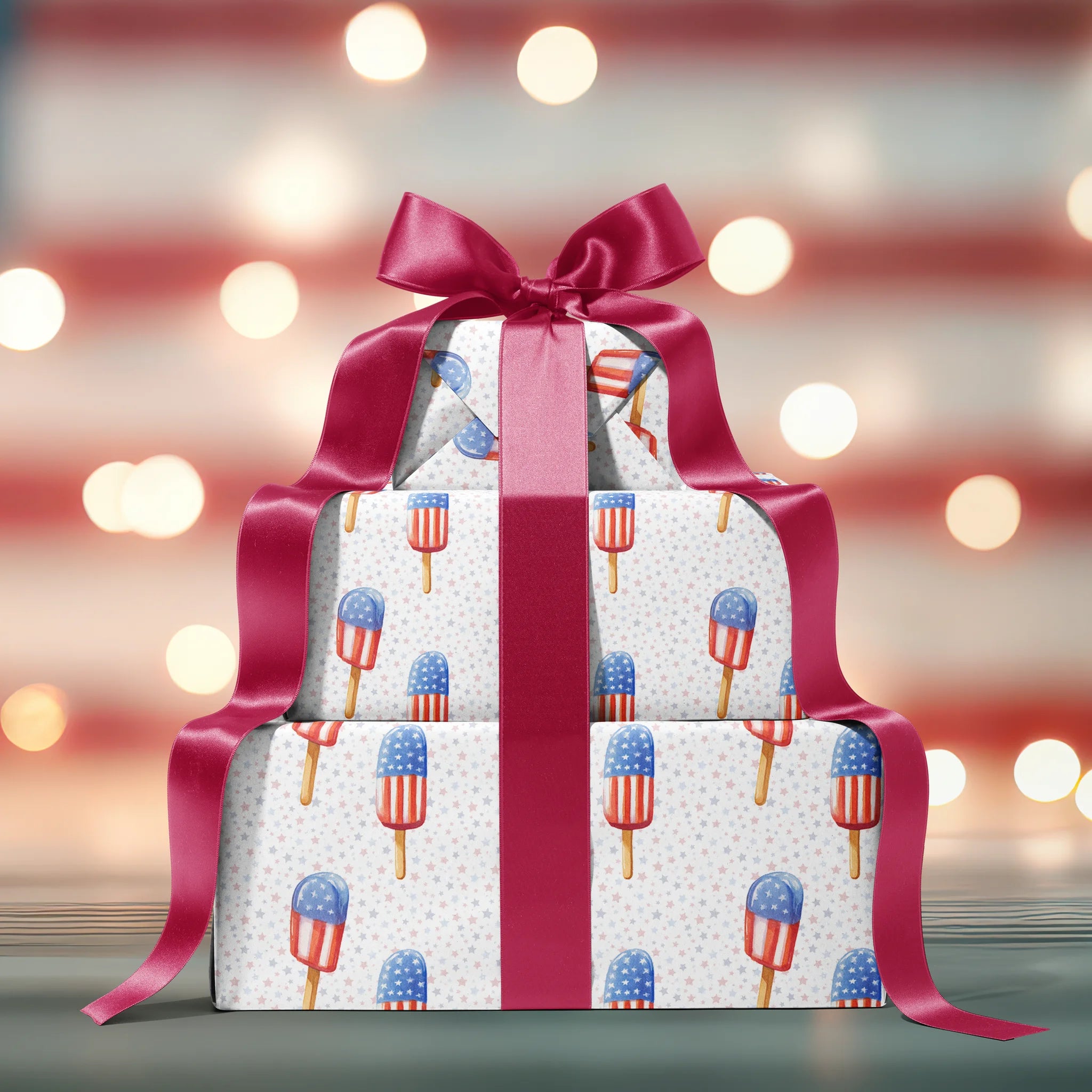 Cool Patriotic Popsicles Gift Wrapping Paper