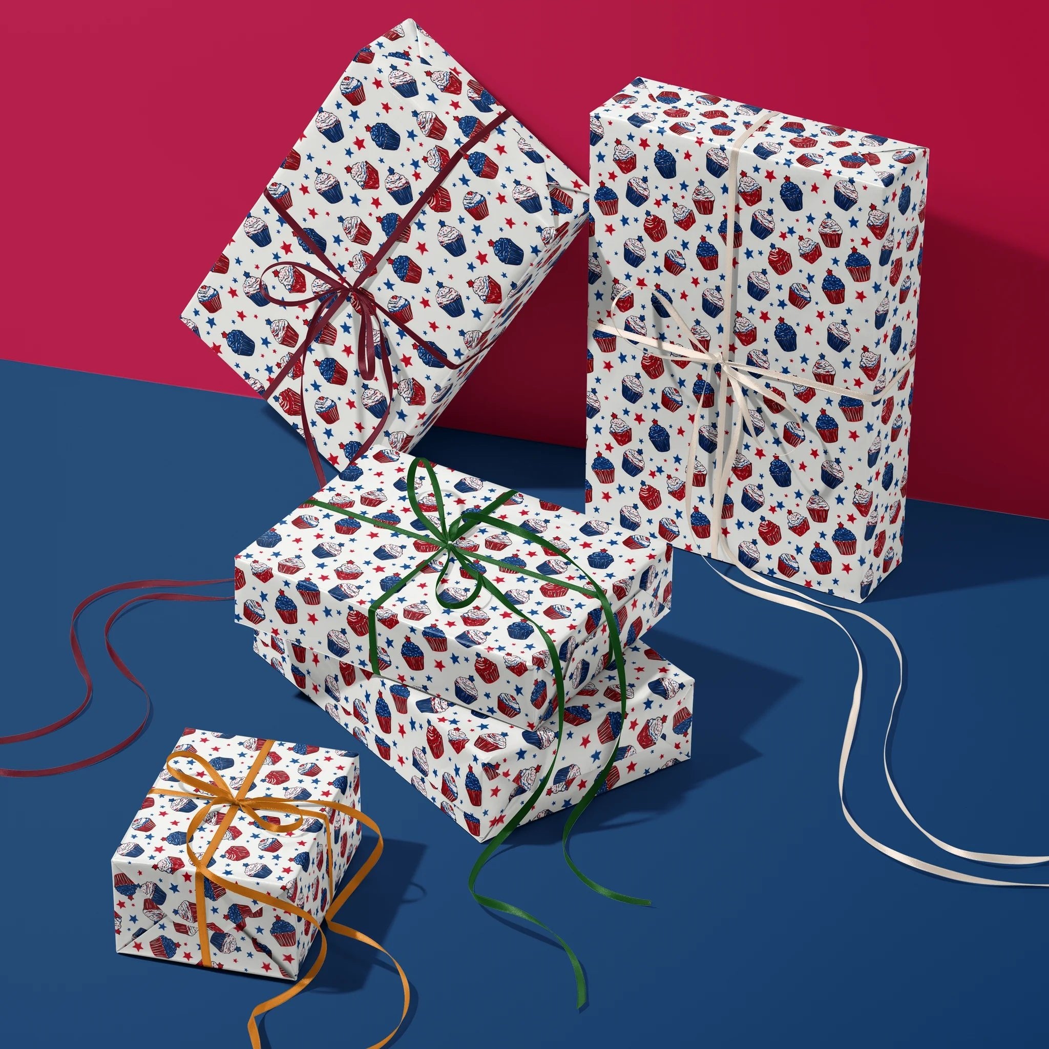 Cupcake Festive Stars Gift Wrapping Paper