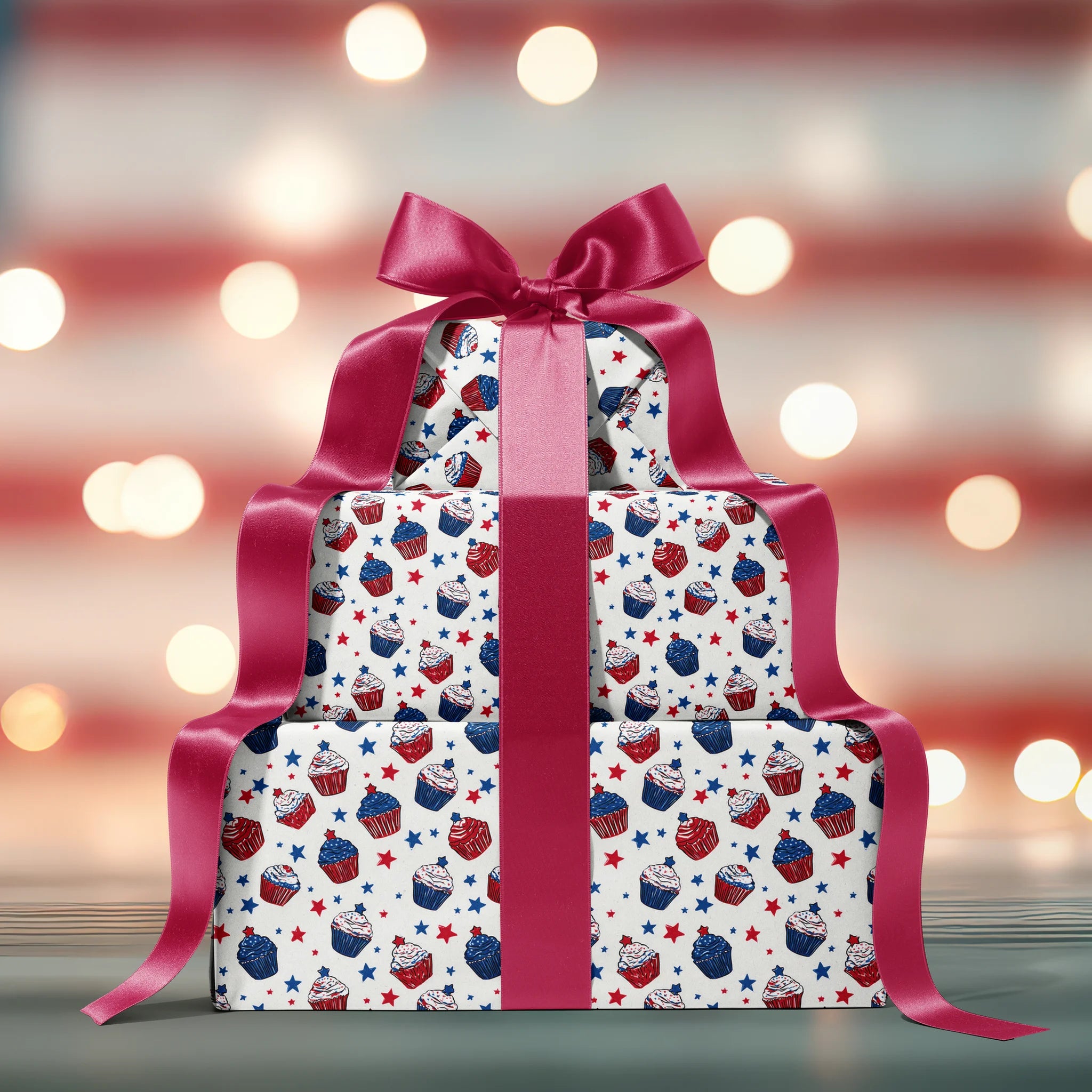 Cupcake Festive Stars Gift Wrapping Paper