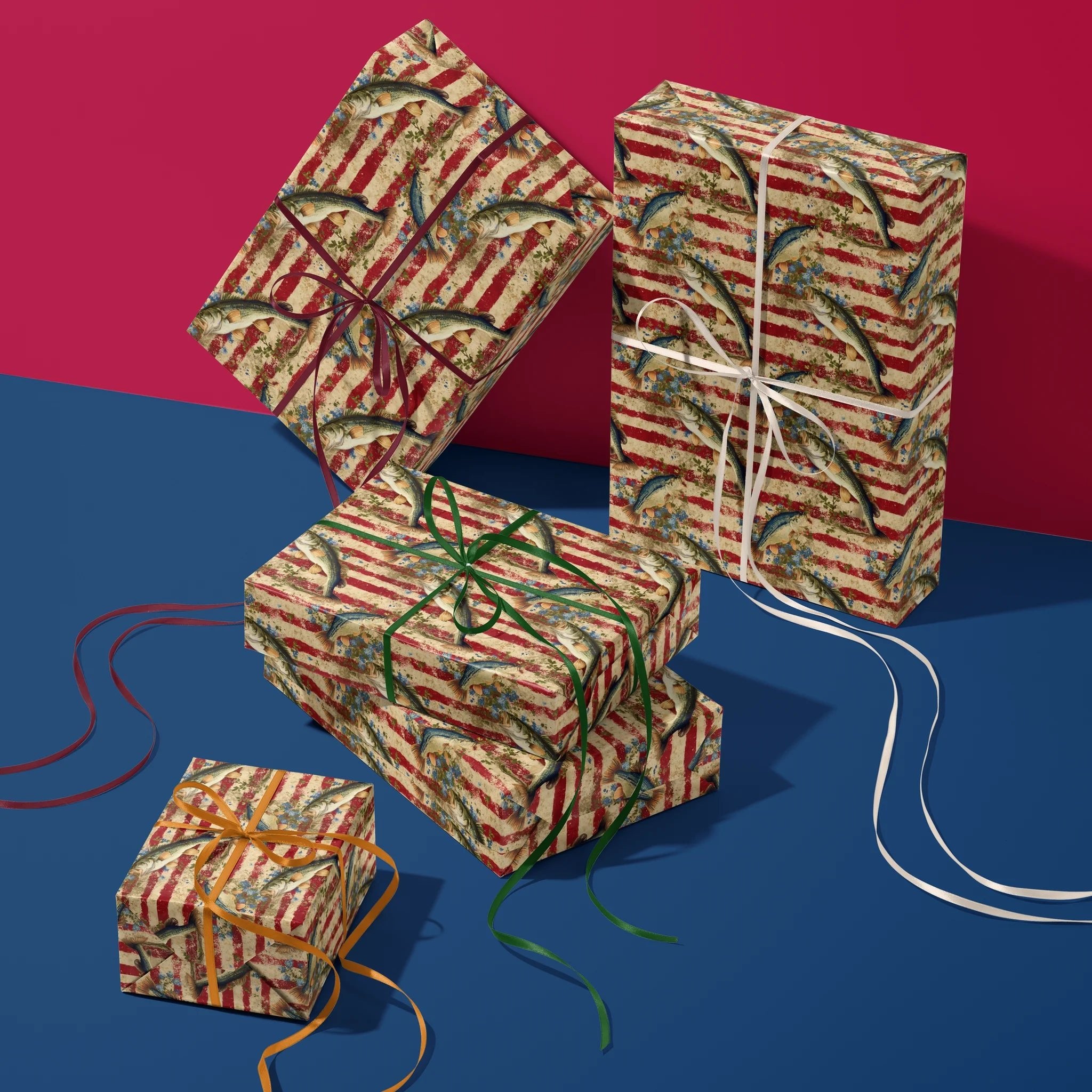 Patriotic Catch Fish Gift Wrapping Paper