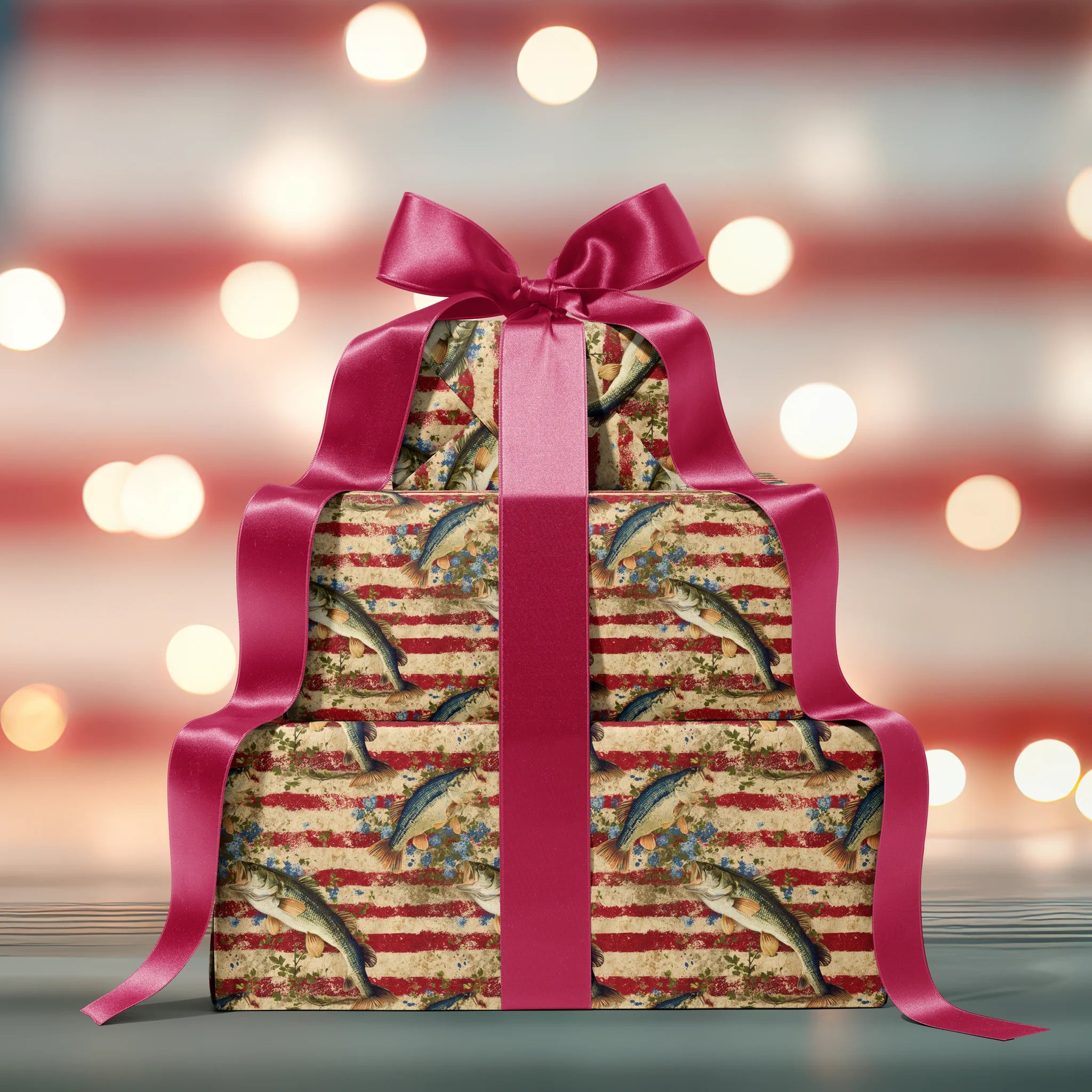 Patriotic Catch Fish Gift Wrapping Paper