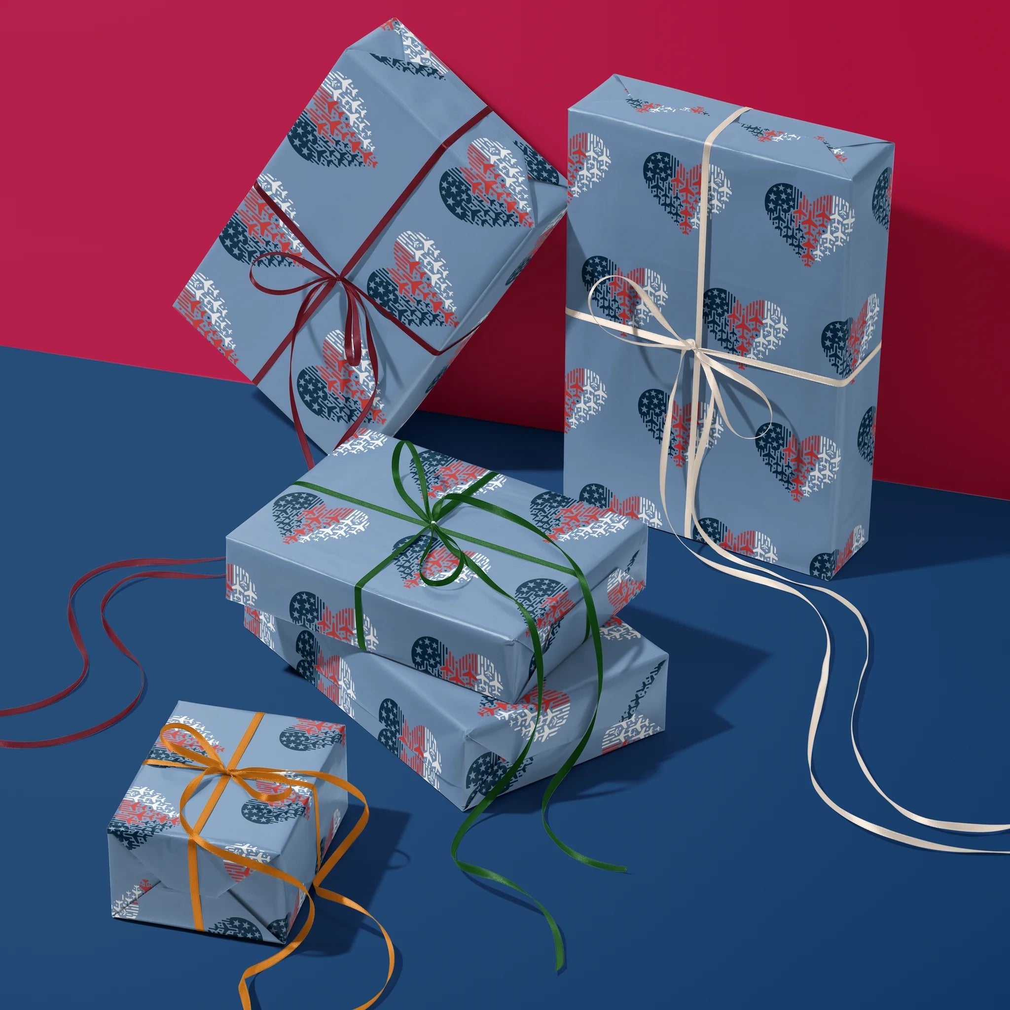 Plane Perspective Heart Gift Wrapping Paper