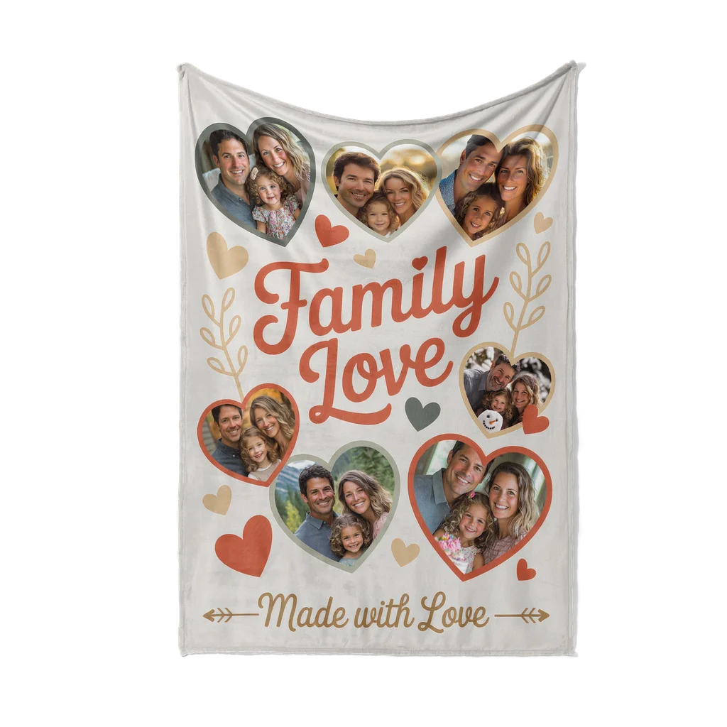 Family Love Personalized Photo Plush Blanket