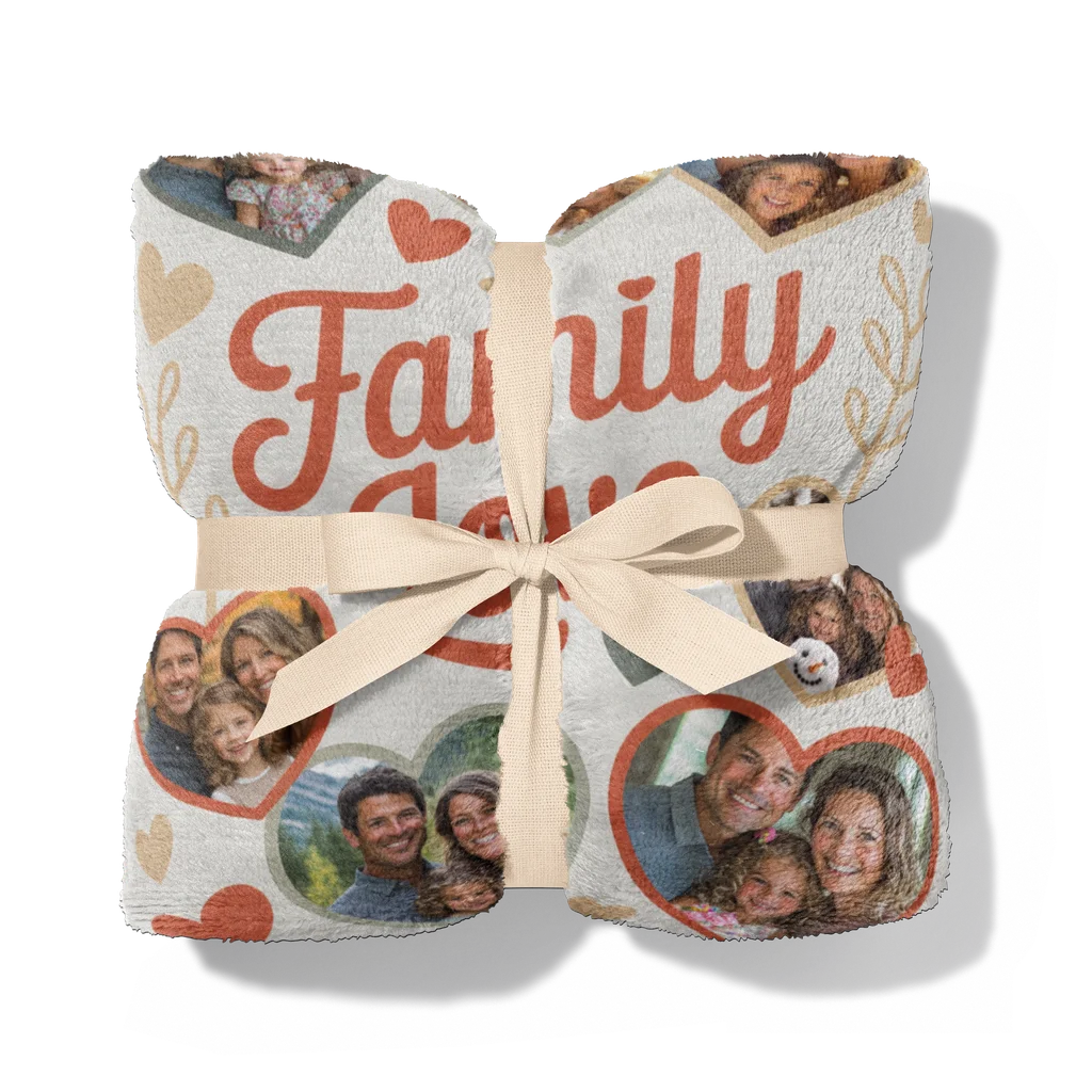 Family Love Personalized Photo Plush Blanket