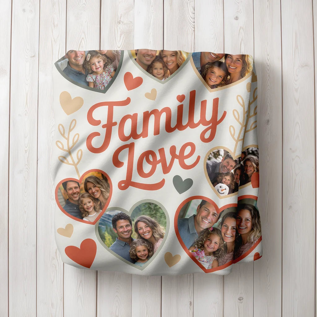 Family Love Personalized Photo Plush Blanket