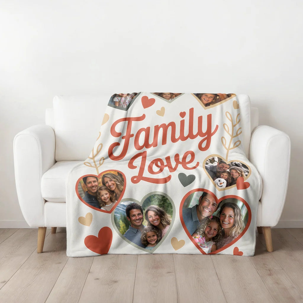 Family Love Personalized Photo Plush Blanket