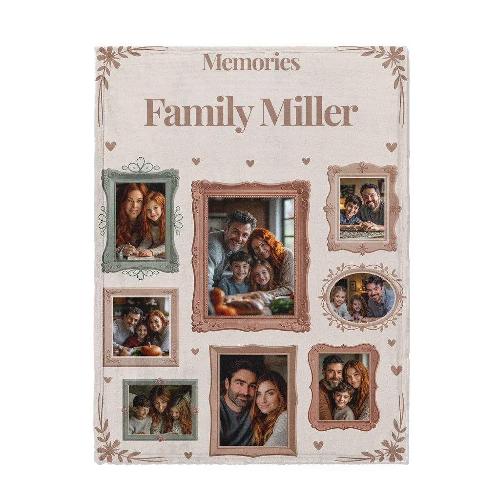 Family Memories Personalized Photo Plush Blanket