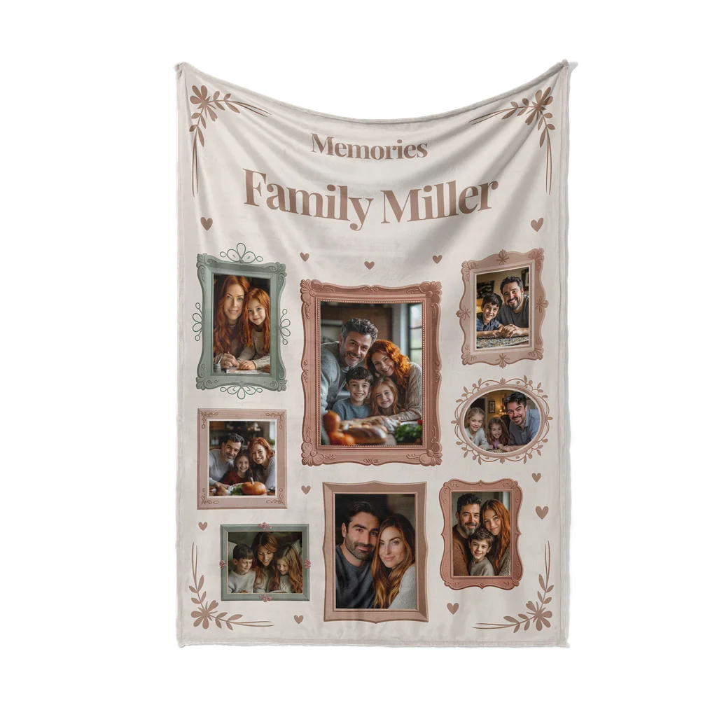 Family Memories Personalized Photo Plush Blanket