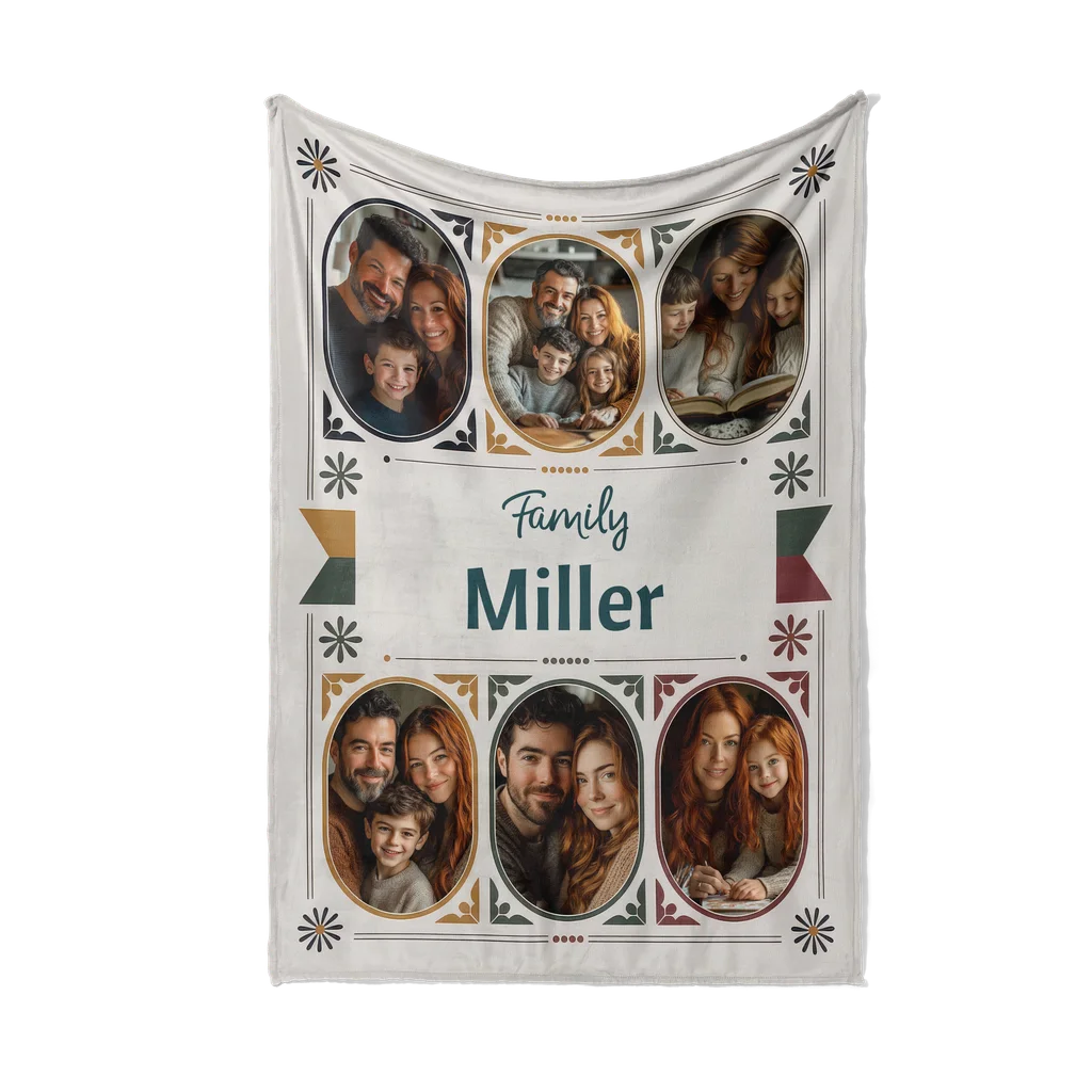 Family Nostalgia Personalized Photo Plush Blanket