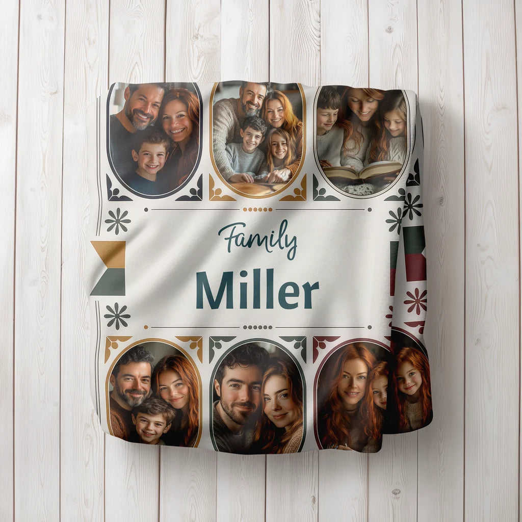Family Nostalgia Personalized Photo Plush Blanket