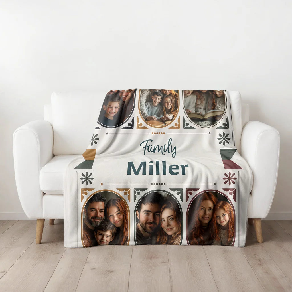 Family Nostalgia Personalized Photo Plush Blanket