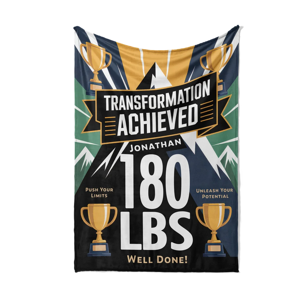 Men's Weight Loss Achievement Personalized Plush Blanket