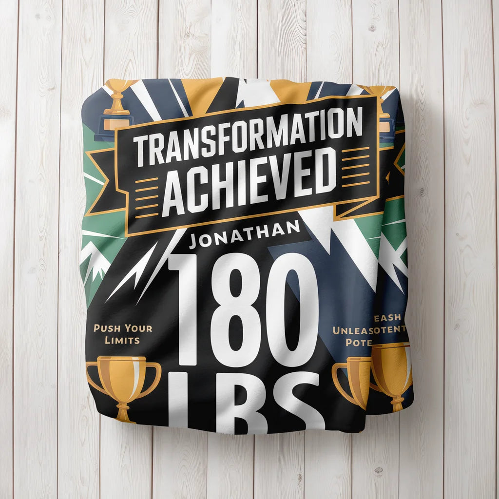 Men's Weight Loss Achievement Personalized Plush Blanket