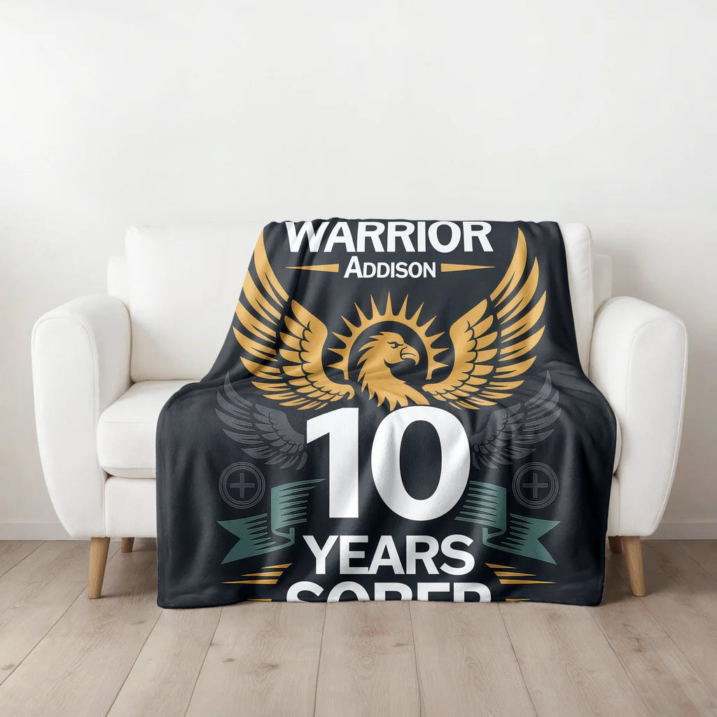 His Sobriety Recovery Milestone Personalized Plush Blanket