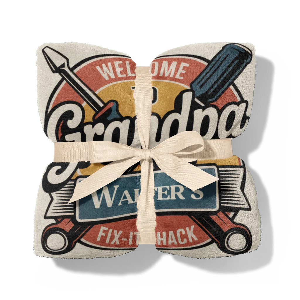 Grandpa Fix-It-Shack Personalized Plush Blanket