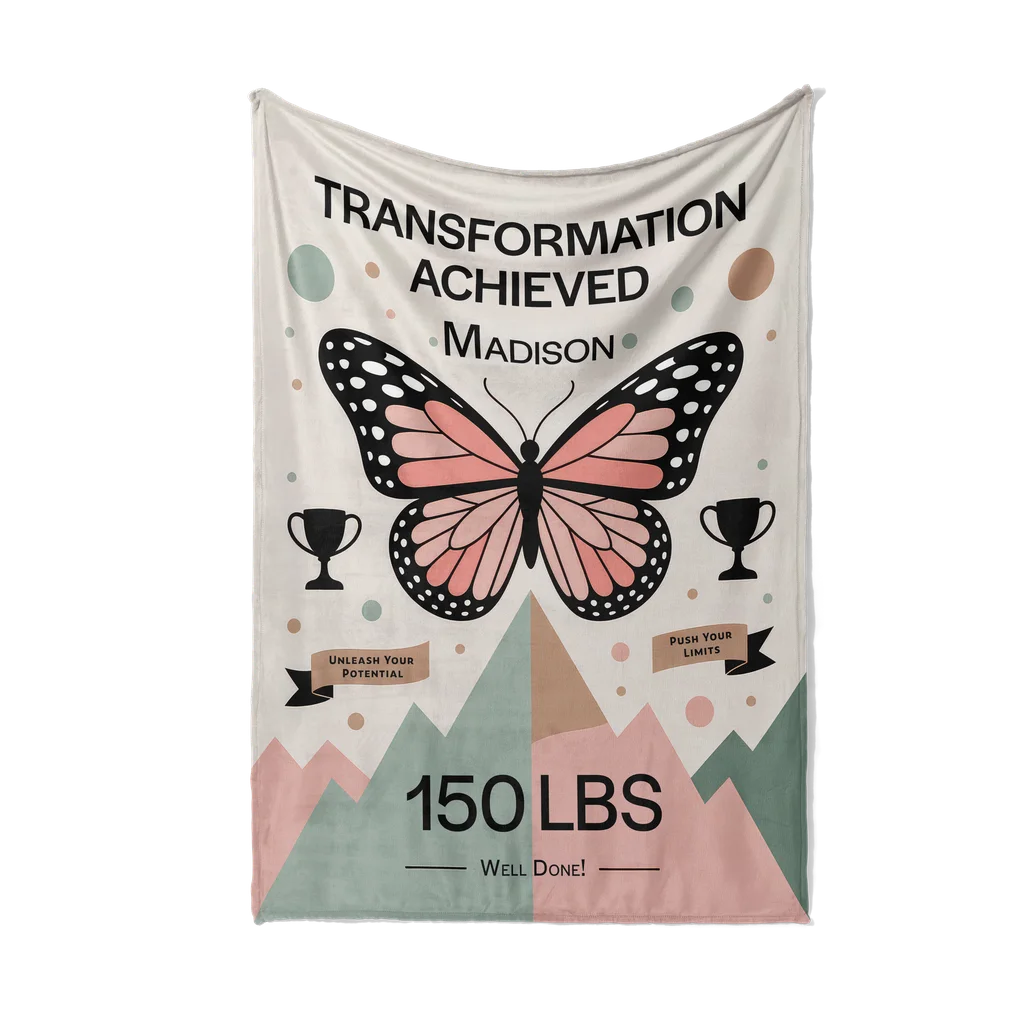 Women's Weight Loss Achievement Personalized Plush Blanket