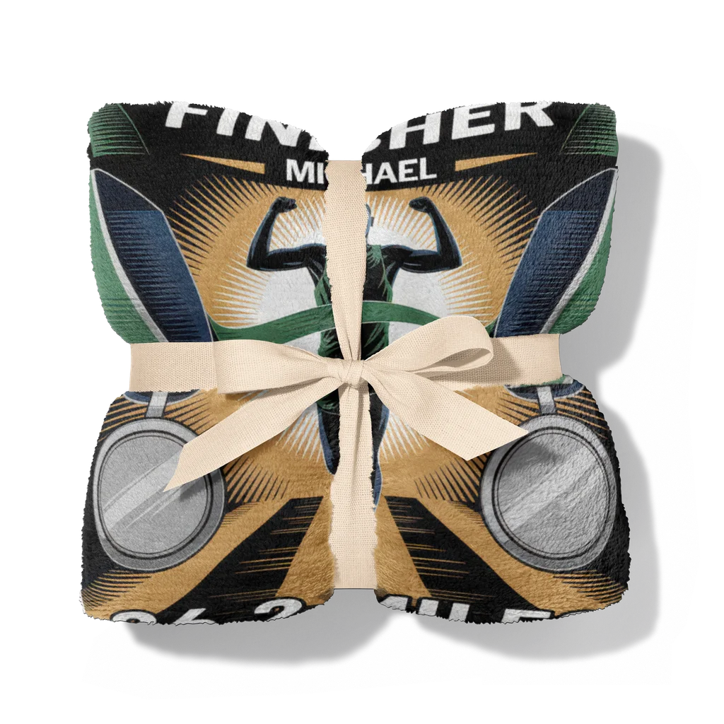 Men's Marathon Achievement Personalized Plush Blanket