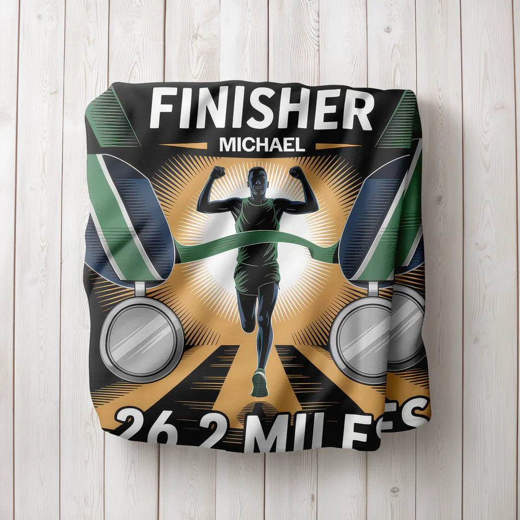 Men's Marathon Achievement Personalized Plush Blanket