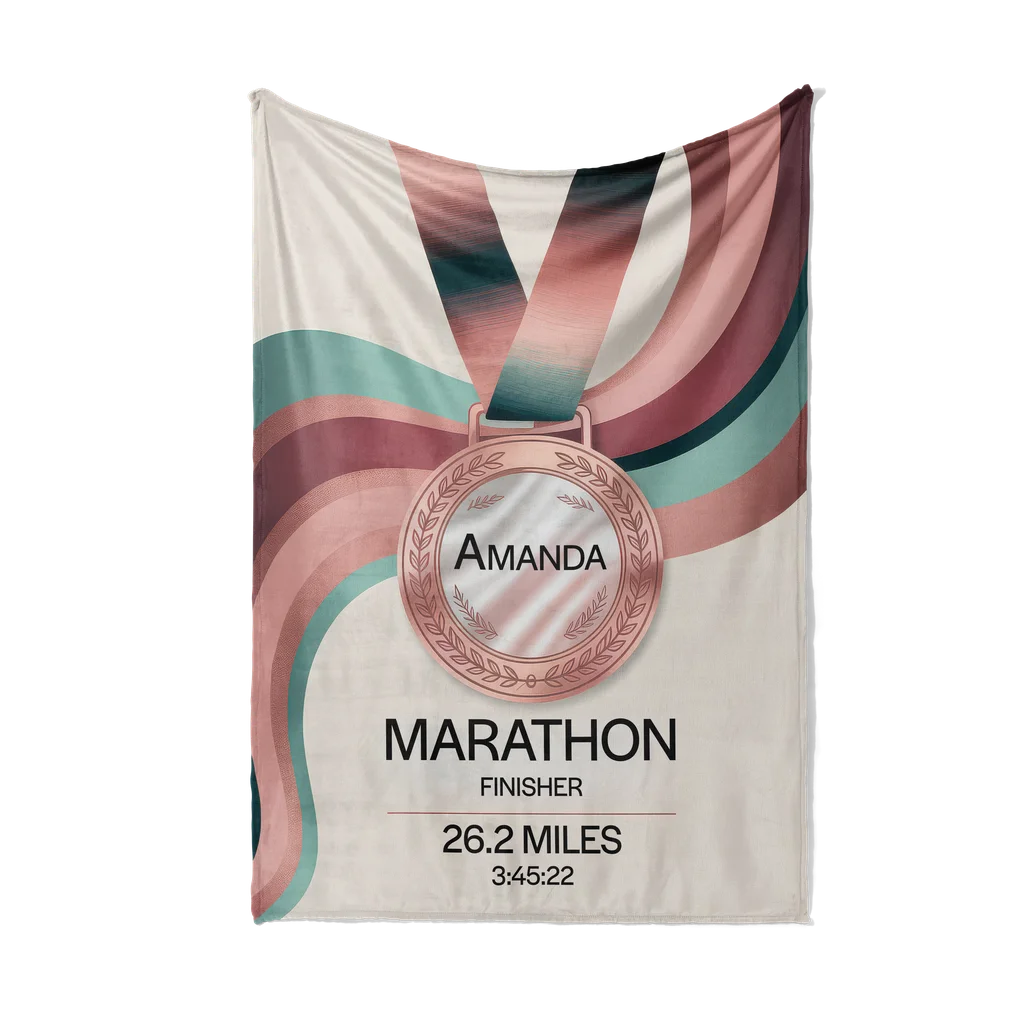 Women's Marathon Achievement Personalized Plush Blanket