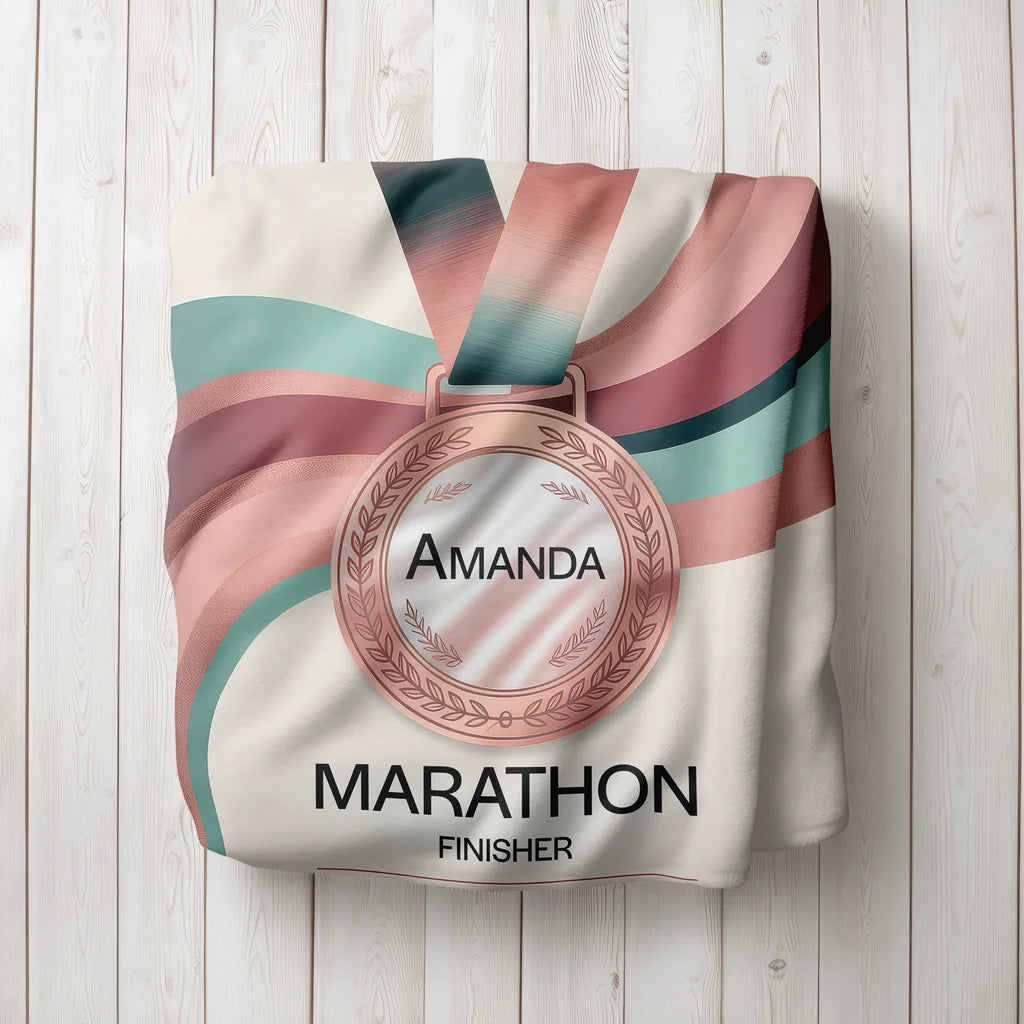 Women's Marathon Achievement Personalized Plush Blanket