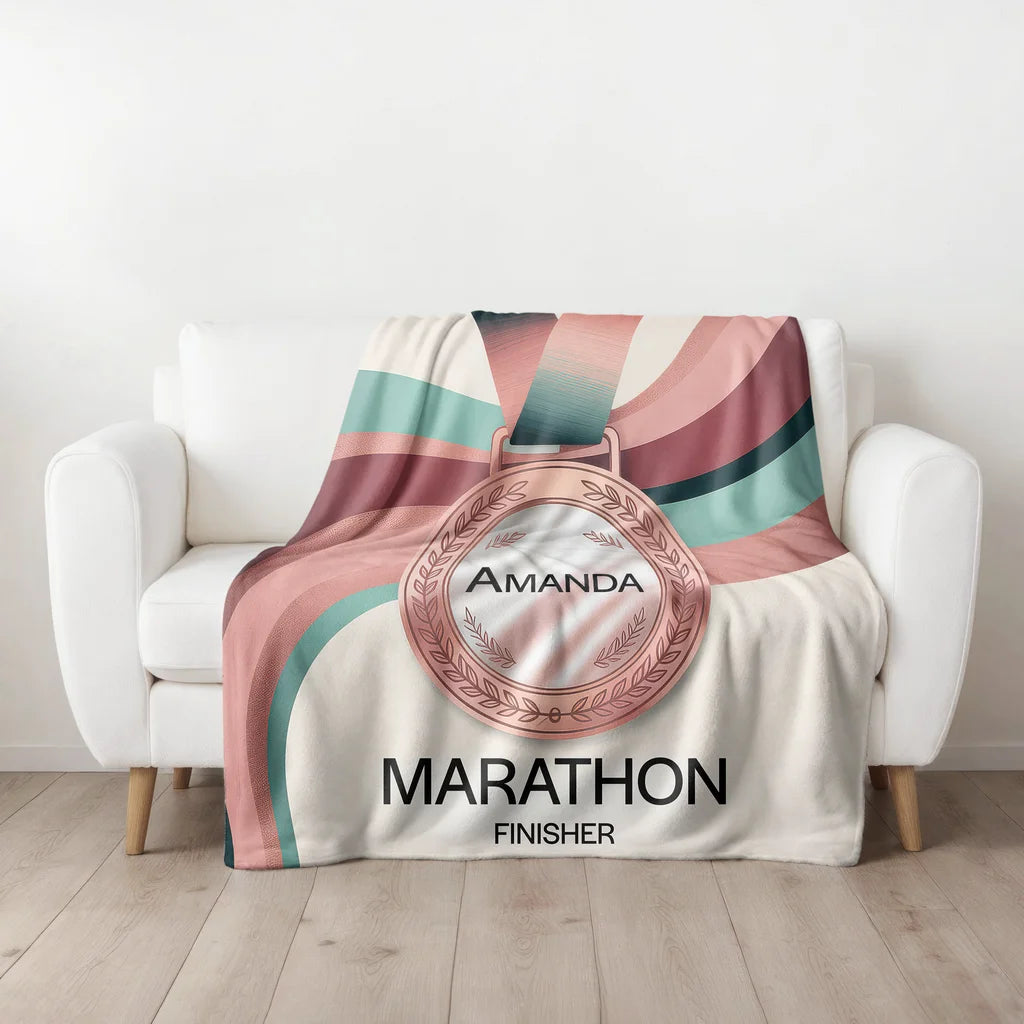 Women's Marathon Achievement Personalized Plush Blanket