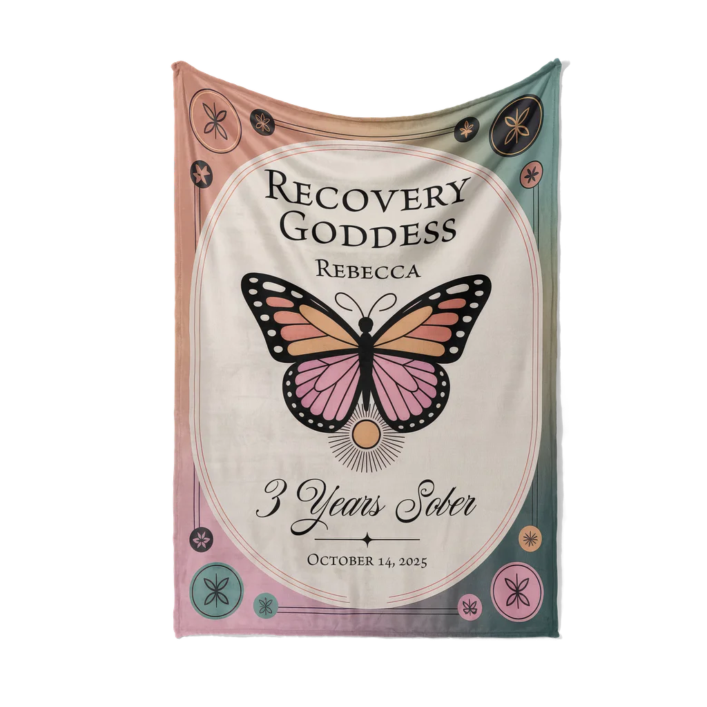 Hers Sobriety Recovery Milestone Personalized Plush Blanket