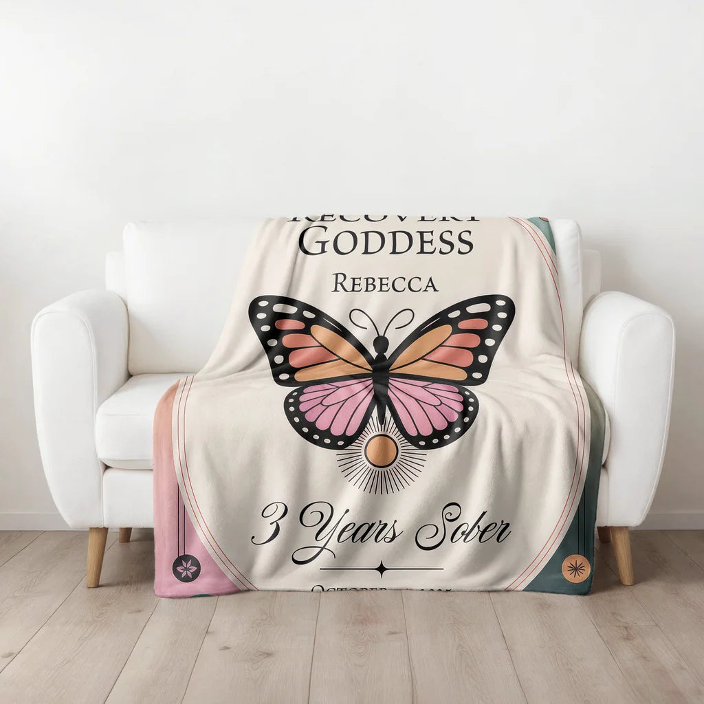 Hers Sobriety Recovery Milestone Personalized Plush Blanket
