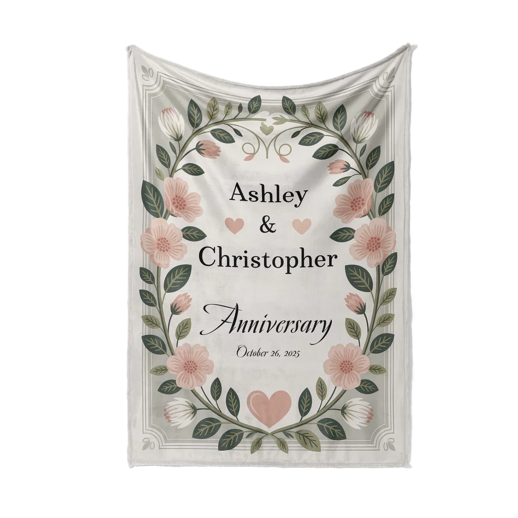 Anniversary Party Personalized Couples Plush Blanket