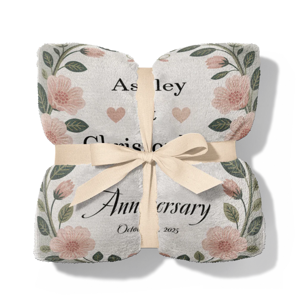 Anniversary Party Personalized Couples Plush Blanket