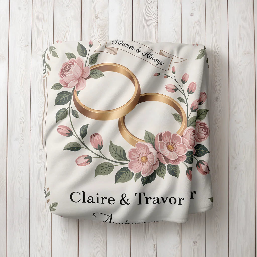 Anniversary Milestone Personalized Couples Plush Blanket