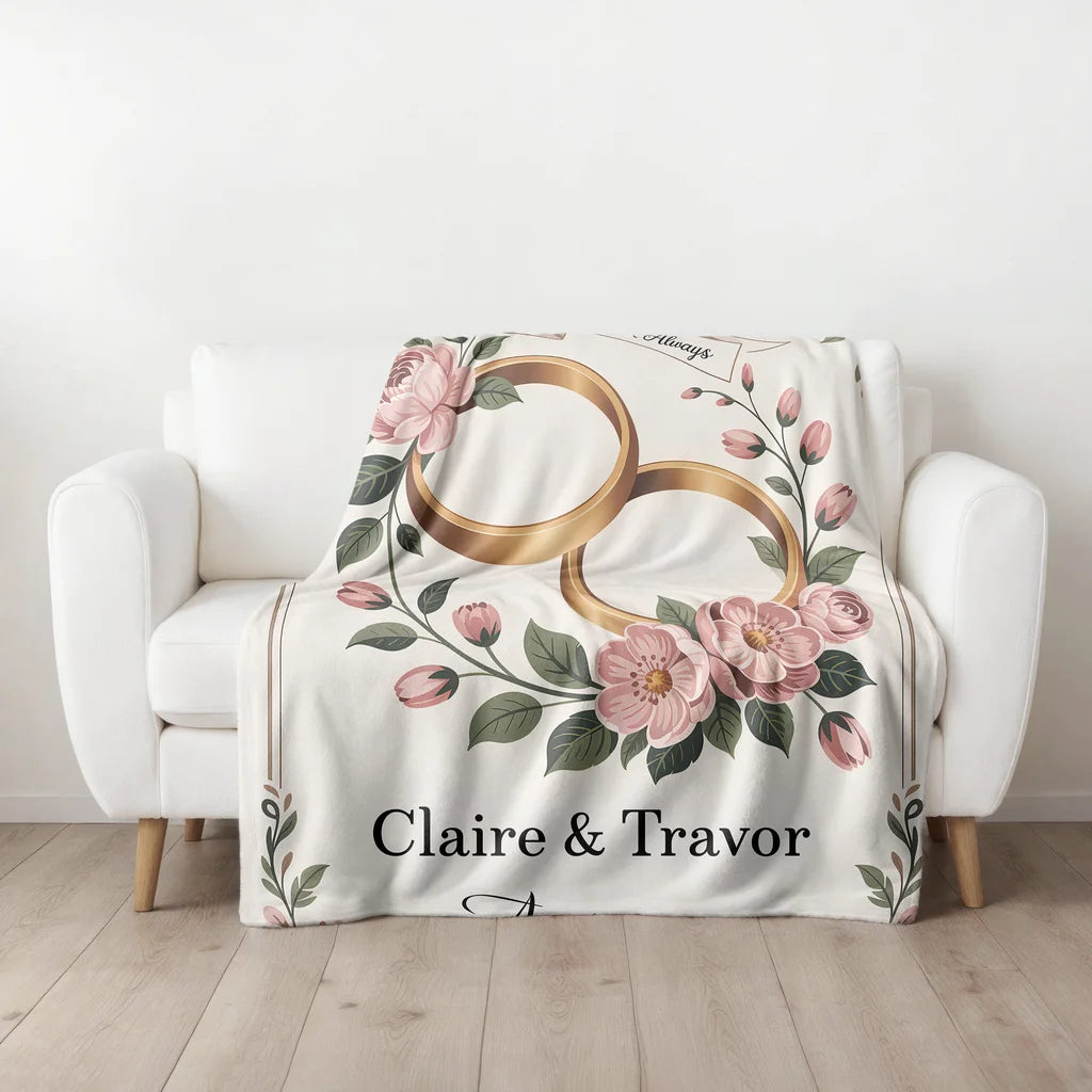 Anniversary Milestone Personalized Couples Plush Blanket