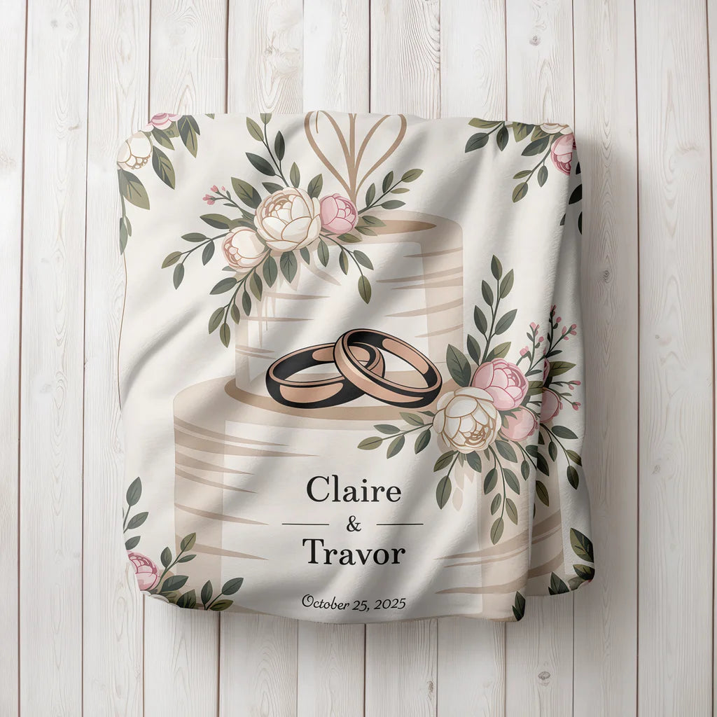 Wedding Date Keepsake Personalized Plush Blanket