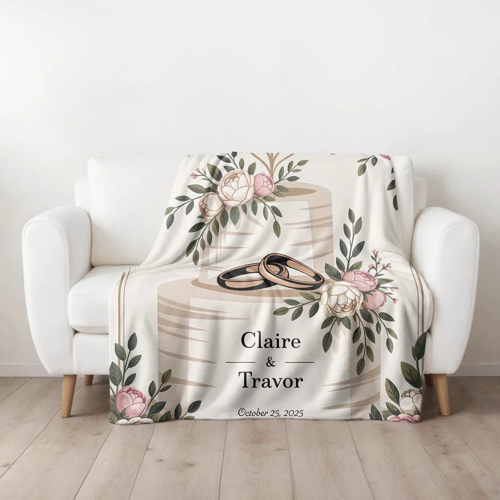 Wedding Date Keepsake Personalized Plush Blanket