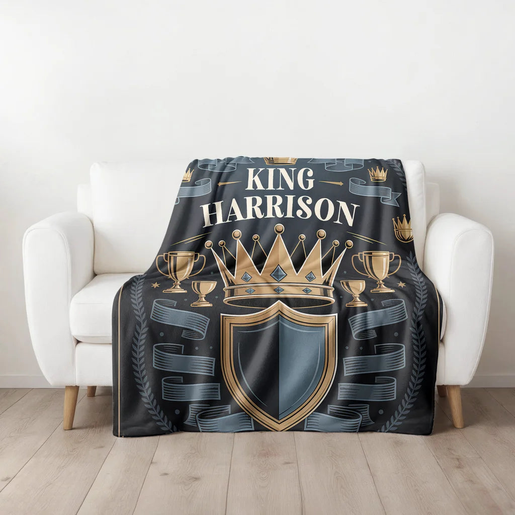 Men's King Mindset Personalized Plush Blanket