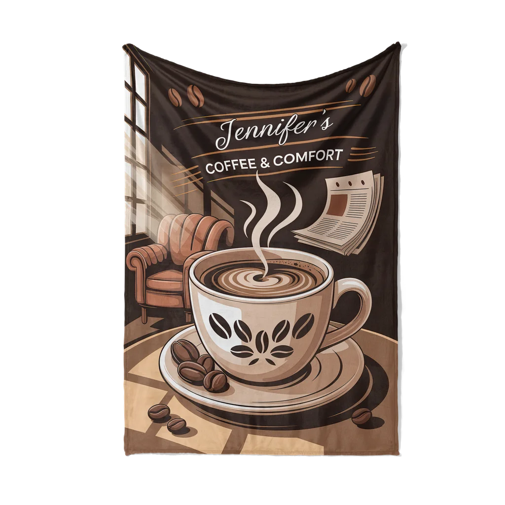 Coffee Lover Morning Personalized Plush Blanket