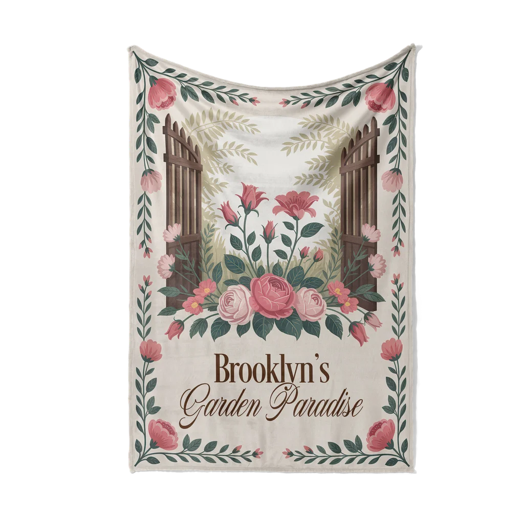 Garden Paradise Personalized Plush Blanket
