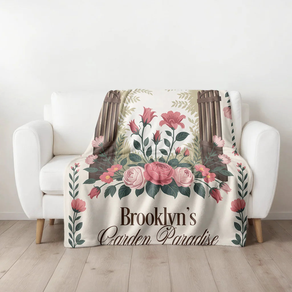 Garden Paradise Personalized Plush Blanket