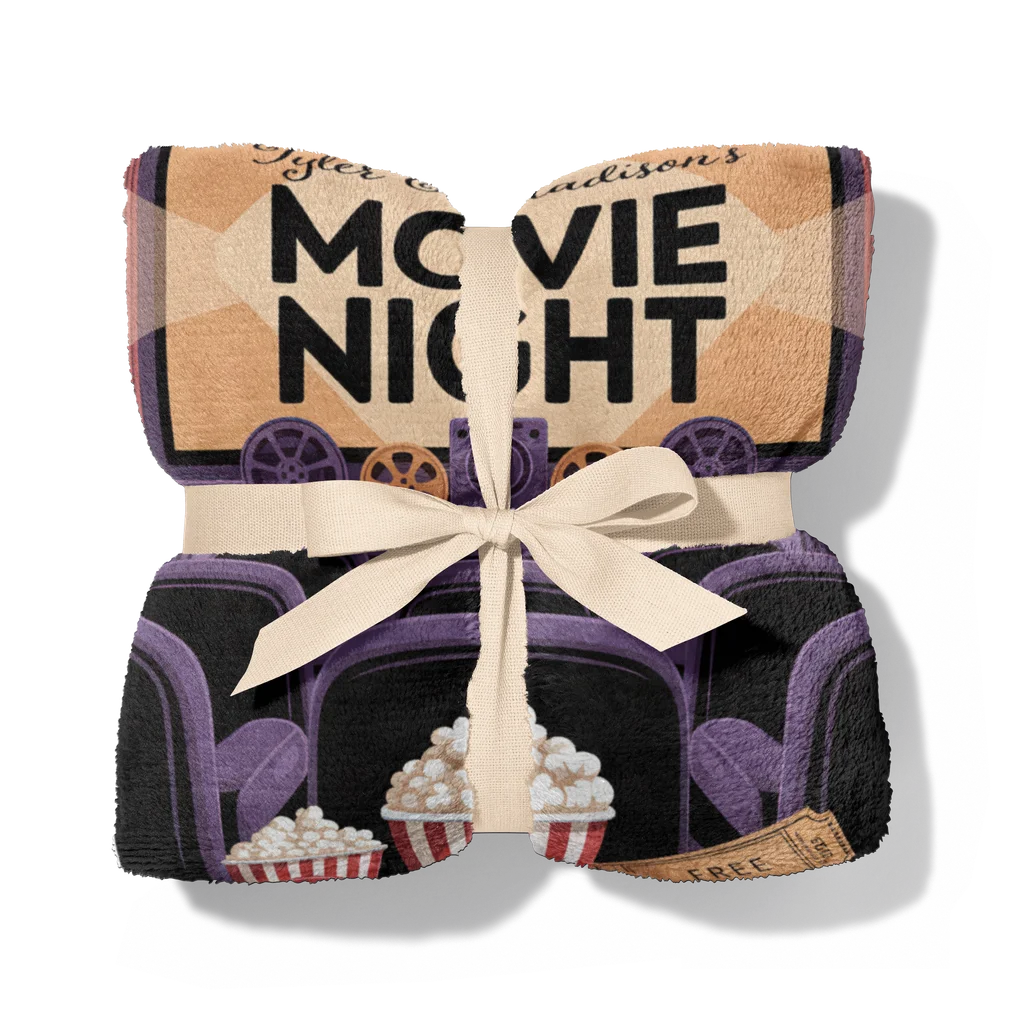 Movie Night Personalized Couples Plush Blanket
