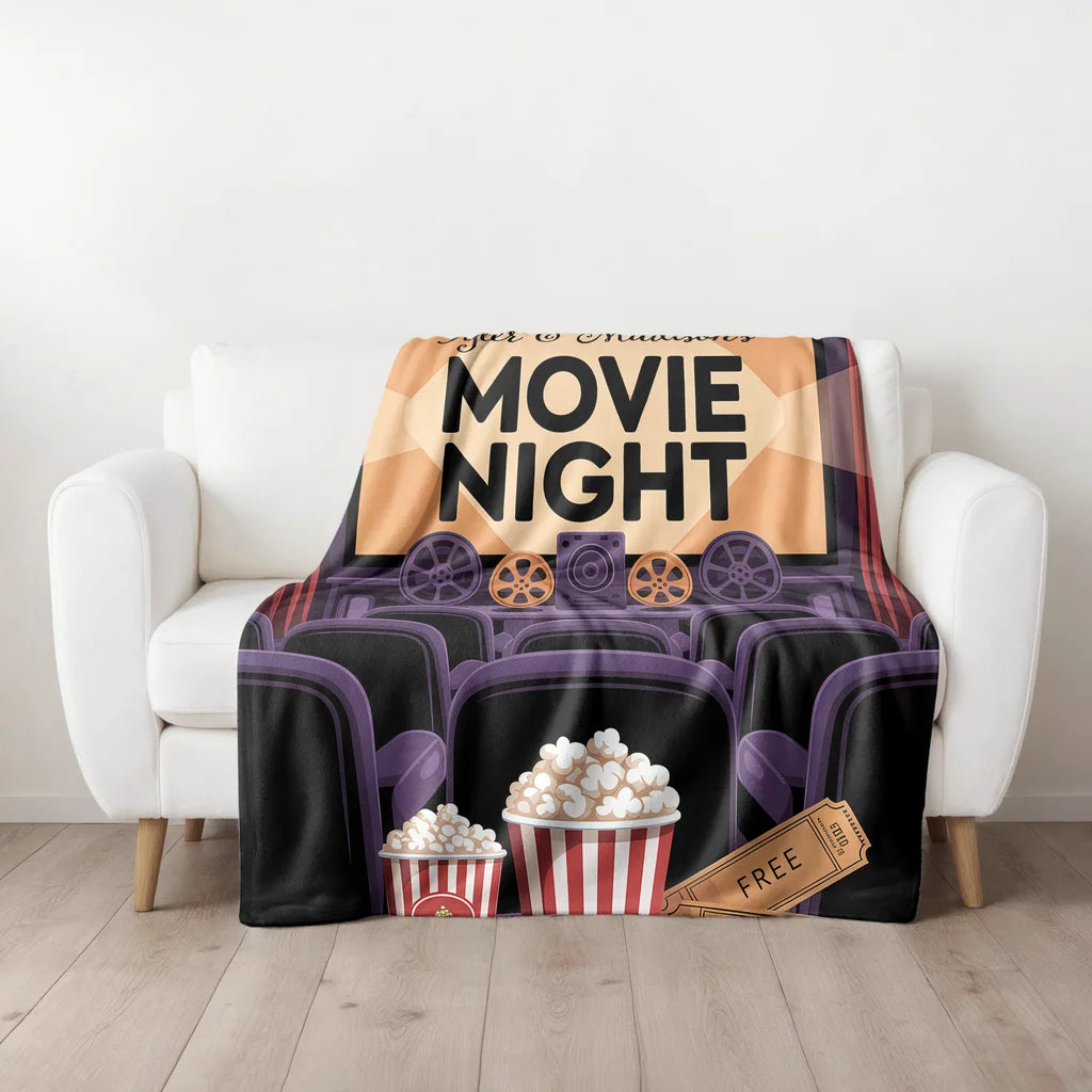Movie Night Personalized Couples Plush Blanket