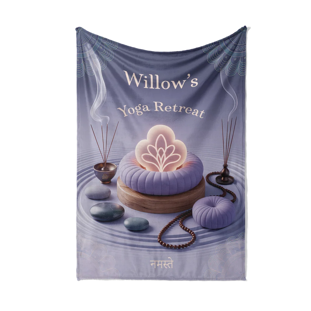 Mindful Yoga Retreat Personalized Plush Blanket